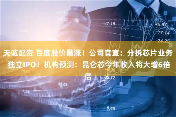 天诚配资 百度股价暴涨！公司官宣：分拆芯片业务 独立IPO！机构预测：昆仑芯今年收入将大增6倍