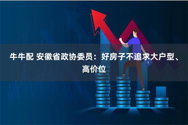 牛牛配 安徽省政协委员：好房子不追求大户型、高价位