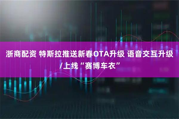 浙商配资 特斯拉推送新春OTA升级 语音交互升级/上线“赛博车衣”